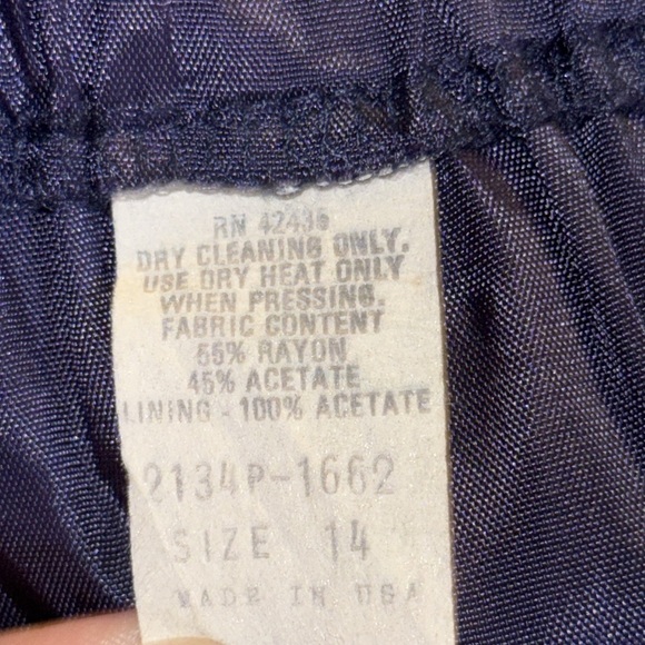 Vintage Drop Waist Navy Blue Pleated Skirt - Picture 7 of 7